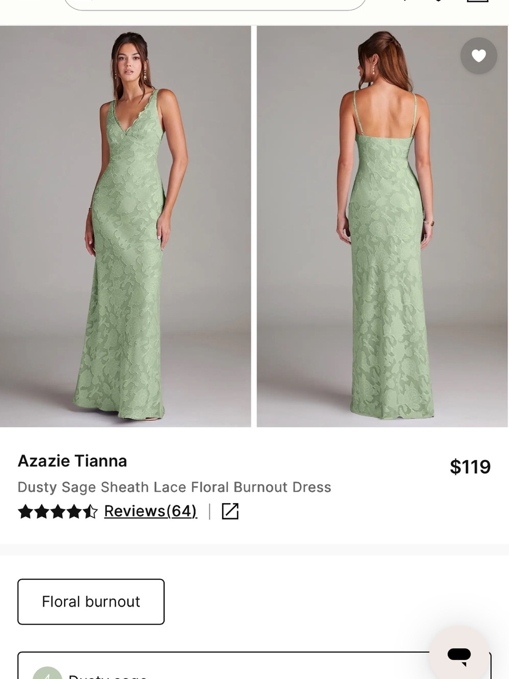 Azazie Dusty Sage Lace Maxi Dress